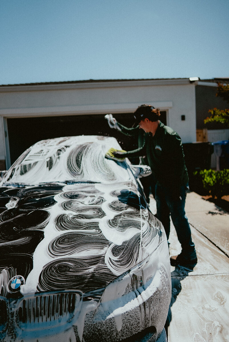 Foam wash on a vehicle